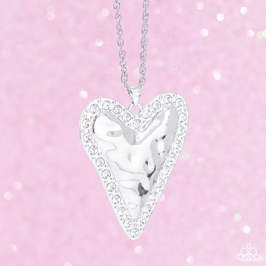 Paparazzi Radiant Romeo - White Oversized Heart Necklace