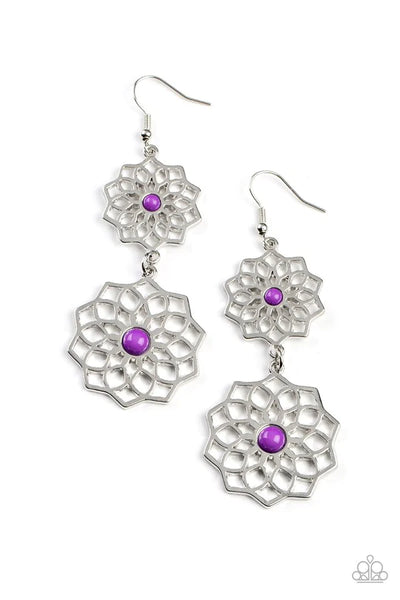 Paparazzi Earring- Posh Posy - Purple Earrings