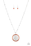 Paparazzi Tearoom Twinkle - Orange Floral Charming Medallion Necklace