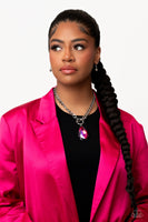 Paparazzi MAY LOP Edgy Exaggeration- Pink UV Shimmer Necklace