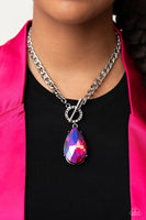 Paparazzi MAY LOP Edgy Exaggeration- Pink UV Shimmer Necklace