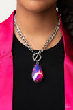 Paparazzi MAY LOP Edgy Exaggeration- Pink UV Shimmer Necklace