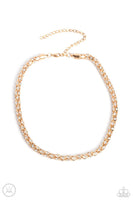 Paparazzi ETERNAL EFFULGENCE - GOLD White Rhinestoes Chocker Necklace