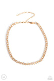 Paparazzi ETERNAL EFFULGENCE - GOLD White Rhinestoes Chocker Necklace