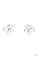 Paparazzi Winged Whimsy - White Butterfly Earrings