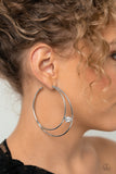 Paparazzi MAY LOP Theater HOOP- Silver White Rhinestone 2" Hoops