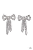 Paparazzi AUG LOP Just BOW With It - White Bow Earrings