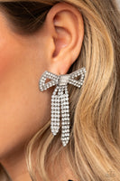 Paparazzi AUG LOP Just BOW With It - White Bow Earrings