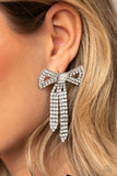 Paparazzi AUG LOP Just BOW With It - White Bow Earrings