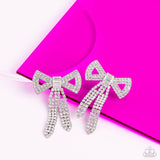 Paparazzi AUG LOP Just BOW With It - White Bow Earrings