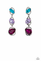 Paparazzi AUG LOP Dimensional Dance- Multi Emeral Cut Earrings