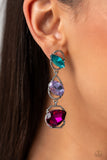 Paparazzi AUG LOP Dimensional Dance- Multi Emeral Cut Earrings