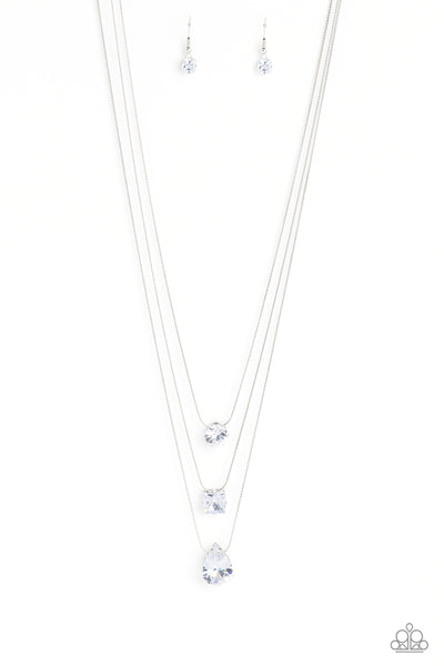 Paparazzi AUG LOP Lustrous Layers- White Iridescent Finish Necklace