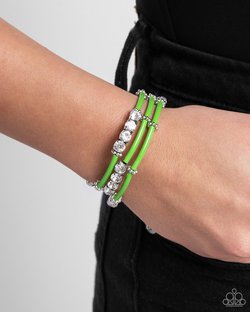 Paparazzi Certainly Coiled- Green Bracelet