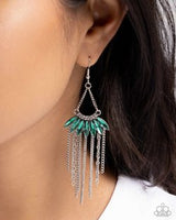 Paparazzi Fringe Feature- Green Earrings