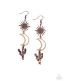 Paparazzi Wishfully Western - Copper Earrings