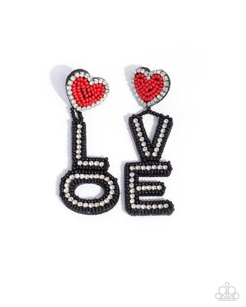 Paparazzi Visible Valentines- Black Earrings