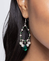 Paparazzi Baroness Behavior- Green Earrings