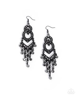 Paparazzi Pristine Precipitation- Black Earrings