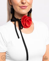 Paparazzi Rosette Reality- Red Necklace