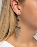 Paparazzi Fringe Fantasy- Black Earrings