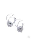 Paparazzi Valentines Valor- White Heart Hoops Earrings