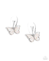 Papparazzi Melodic Mariposa- White Butterfly Hoops Earrings