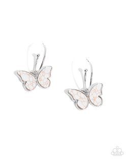 Papparazzi Melodic Mariposa- White Butterfly Hoops Earrings