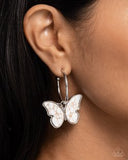 Papparazzi Melodic Mariposa- White Butterfly Hoops Earrings