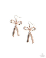 Paparazzi Dapper Delivery- Gold Bow Earrings