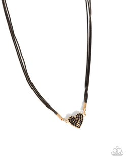 paparazzi Heartbroken Bling - Black Heart Necklace