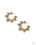 Paparazzi Tangled Tapestry- Gold Hoops Earrings