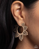Paparazzi Tangled Tapestry- Gold Hoops Earrings