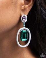 Paparazzi Dipped in Dazzle- White and Green Earrings