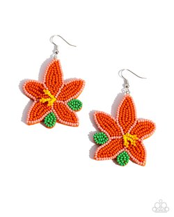 Paparazzi Seed Bead Symmetry- Orange Earrings