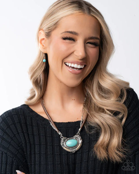 Paparazzi Grounded Gesture - Blue Necklace