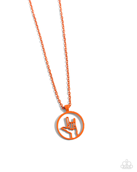 Paparazzi Abstract ASL - Orange ASL Necklace