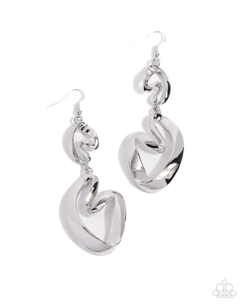 Paparazzi Abstract Angles- Silver Earrings