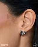 Paparazzi Adorable Act- White Earrings Stainless Steel