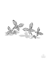 Paparazzi Adorably Aerial - White Butterfly Earrings