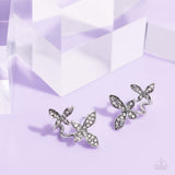 Paparazzi Adorably Aerial - White Butterfly Earrings