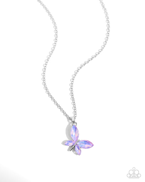 Paparazzi Aerial Aria - Purple Butterfly Necklace