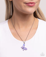 Paparazzi Aerial Aria - Purple Butterfly Necklace