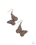 Paparazzi Aerial Audience- Copper Butterfly Earrings
