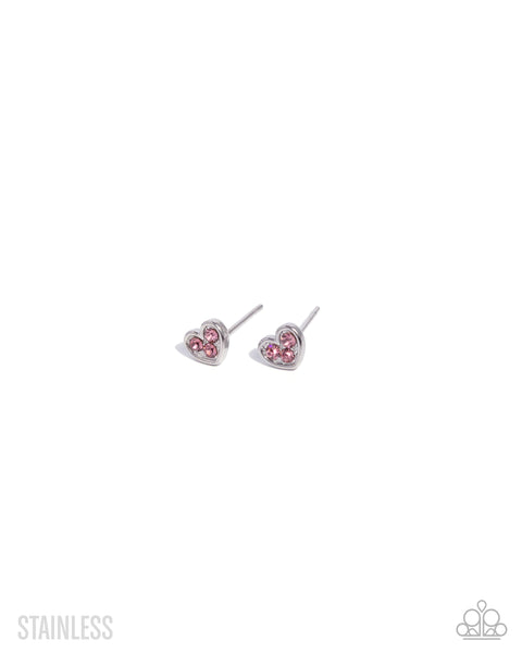Paparazzi All My Affection- Pink Heart Stainless Steel Earrings