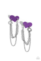 Paparazzi Altered Affection - Purple Heart Earrings