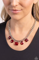 Paparazzi Alternating Audacity - Red Gem Necklace