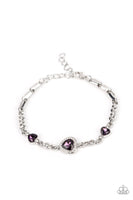 Paparazzi Amor Actually - Purple Heart-Shaped Rhinestones Bracelet