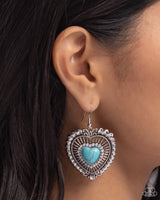 Paparazzi Antiqued Advocate - Blue Heart Earrings