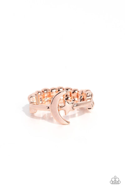 Paparazzi Astral Allure - Rose Gold Moon and Star Ring